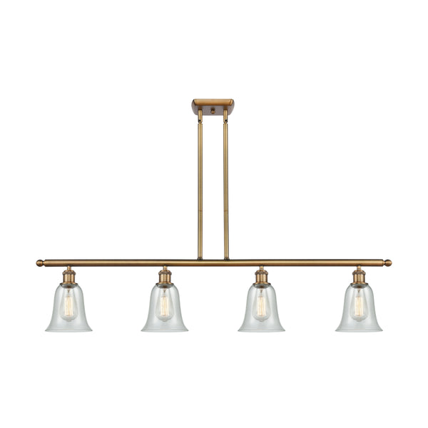 Hanover Island Light shown in the Brushed Brass finish with a Fishnet shade