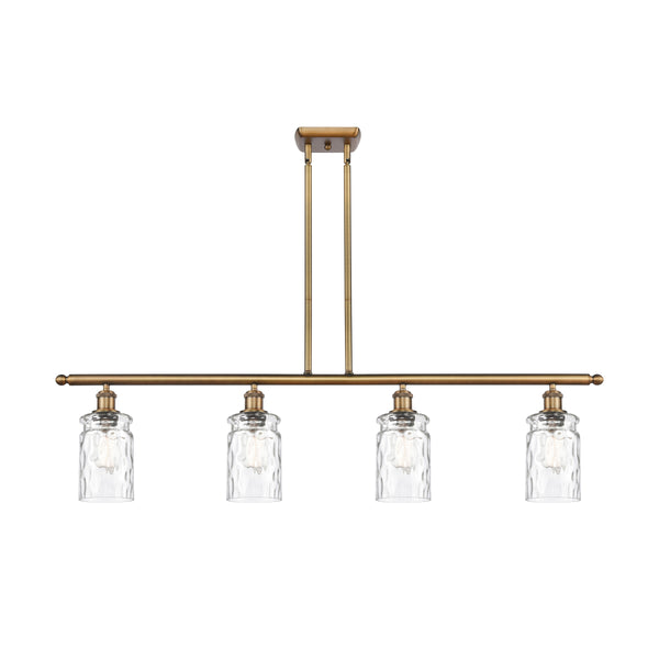 Candor Island Light shown in the Brushed Brass finish with a Clear Waterglass shade