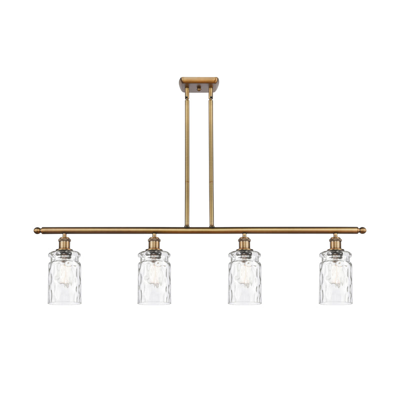 Candor Island Light shown in the Brushed Brass finish with a Clear Waterglass shade