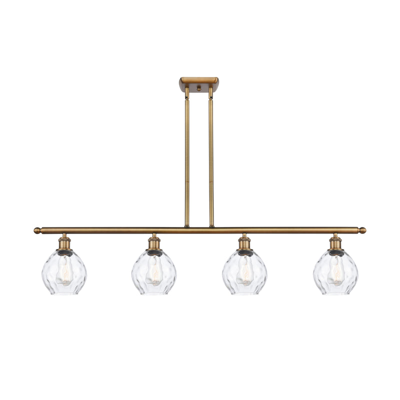 Waverly Island Light shown in the Brushed Brass finish with a Clear shade