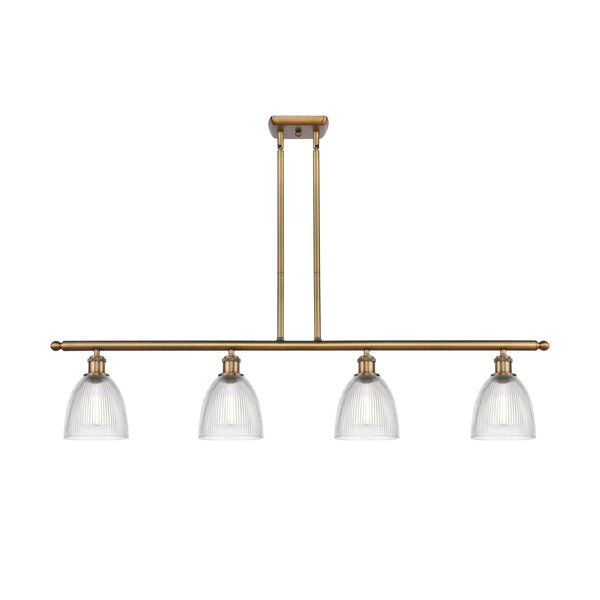 Castile Island Light shown in the Brushed Brass finish with a Clear shade