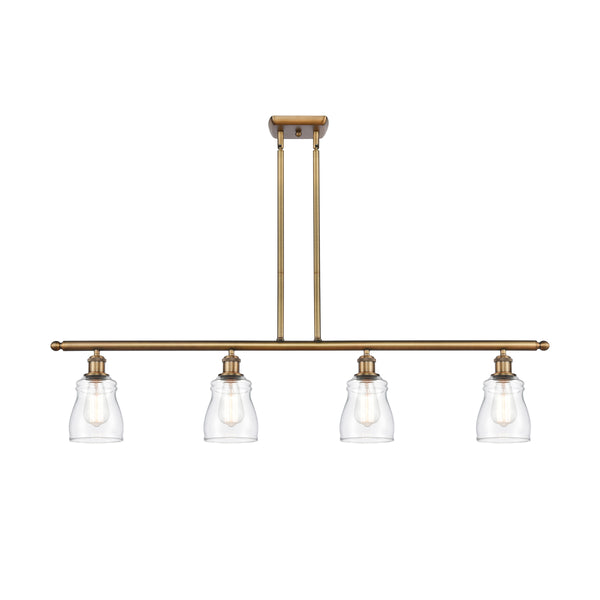 Ellery Island Light shown in the Brushed Brass finish with a Clear shade