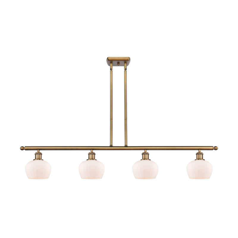 Fenton Island Light shown in the Brushed Brass finish with a Matte White shade