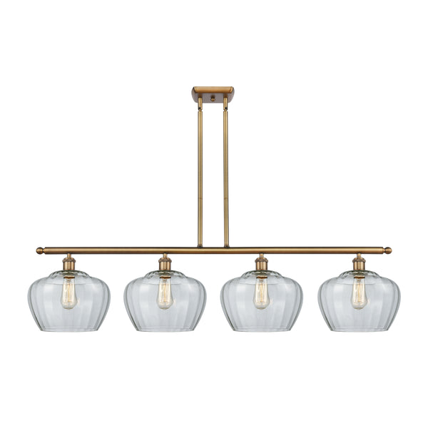 Fenton Island Light shown in the Brushed Brass finish with a Clear shade