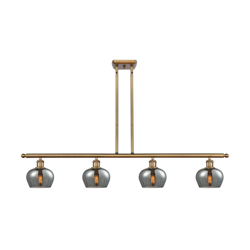 Fenton Island Light shown in the Brushed Brass finish with a Plated Smoke shade