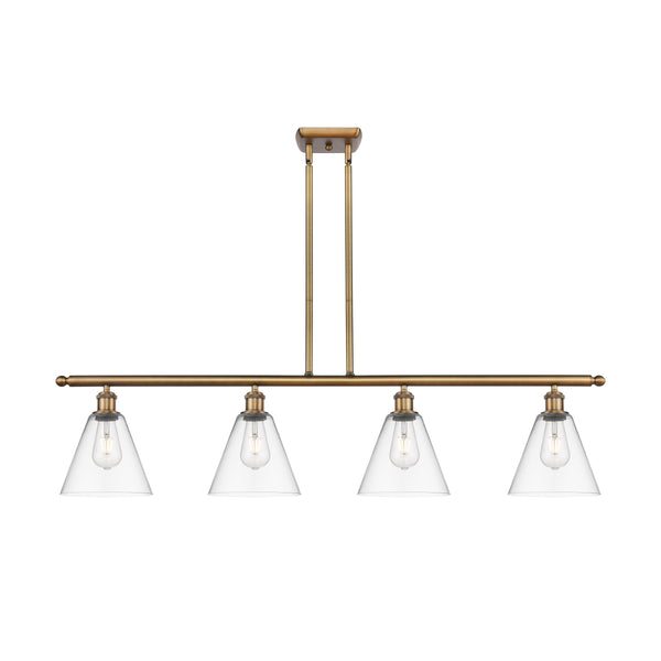 Ballston Cone Island Light shown in the Brushed Brass finish with a Clear shade