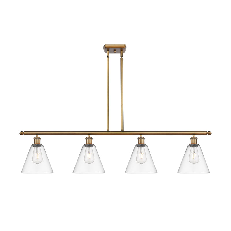 Ballston Cone Island Light shown in the Brushed Brass finish with a Clear shade