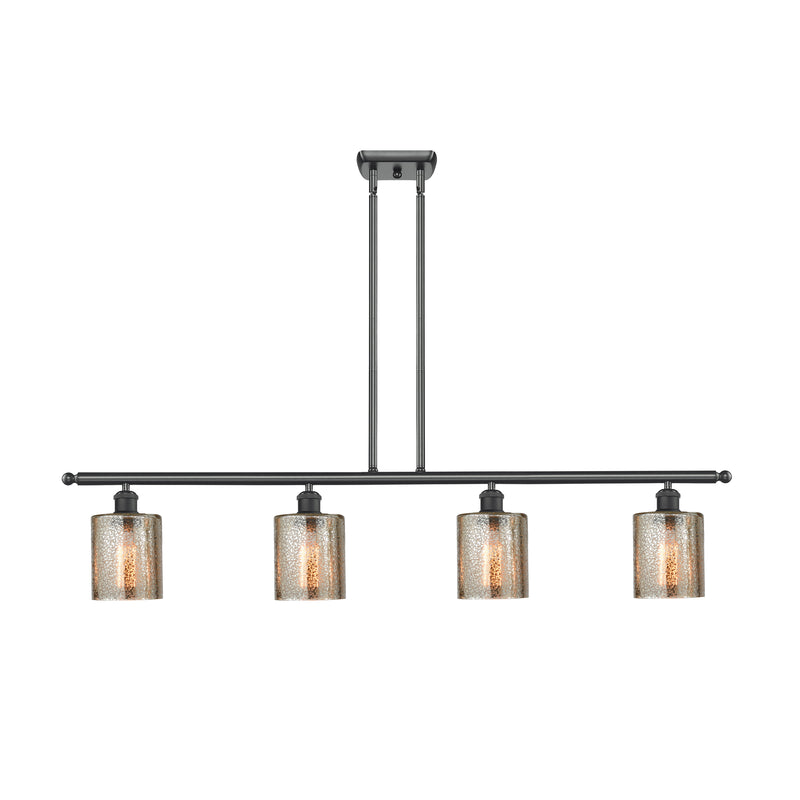 Cobbleskill Island Light shown in the Matte Black finish with a Mercury shade