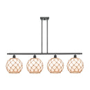 Farmhouse Rope Island Light shown in the Matte Black finish with a White Glass with Brown Rope shade