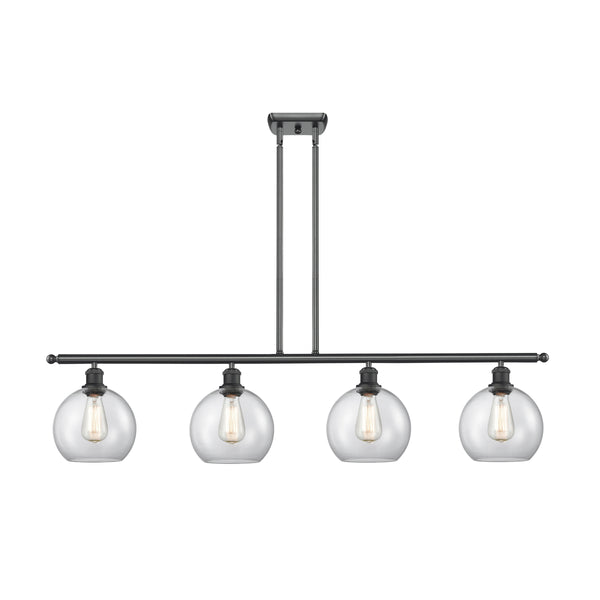 Athens Island Light shown in the Matte Black finish with a Clear shade