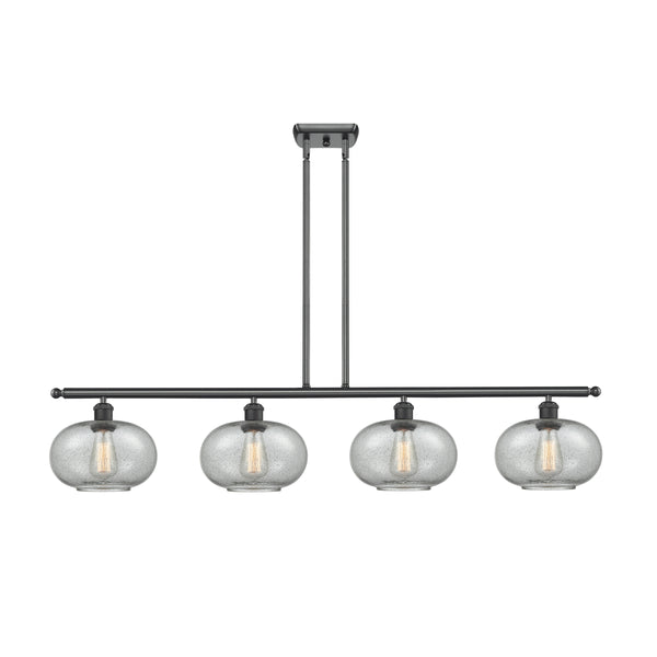 Gorham Island Light shown in the Matte Black finish with a Charcoal shade