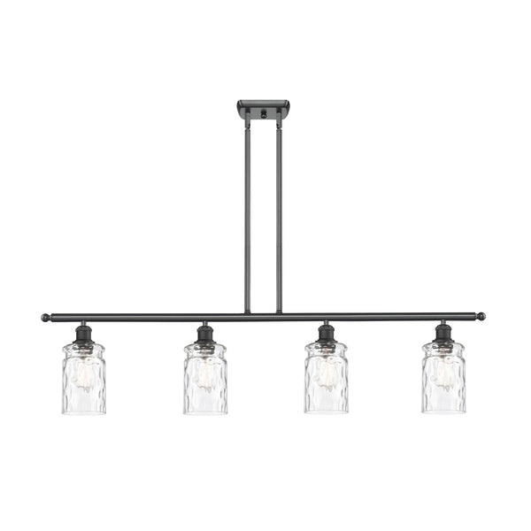 Candor Island Light shown in the Matte Black finish with a Clear Waterglass shade