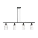 Candor Island Light shown in the Matte Black finish with a Clear Waterglass shade