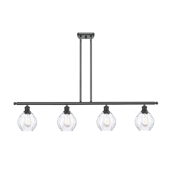 Waverly Island Light shown in the Matte Black finish with a Clear shade