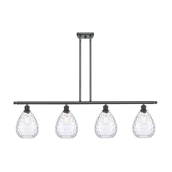 Waverly Island Light shown in the Matte Black finish with a Clear shade