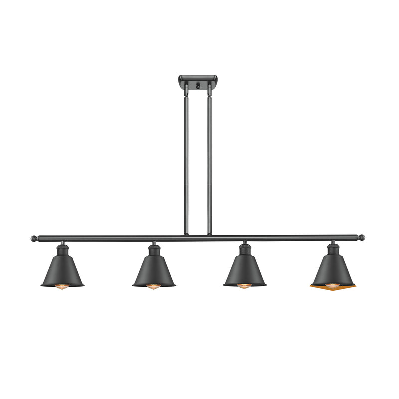 Smithfield Island Light shown in the Matte Black finish with a Matte Black shade