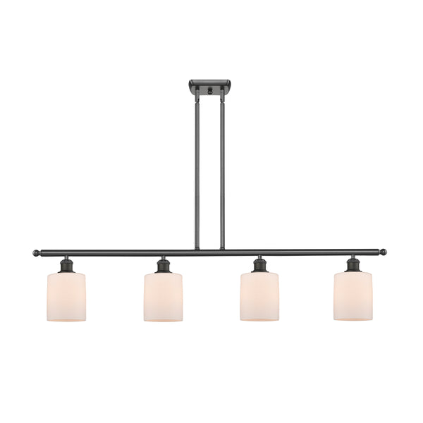 Cobbleskill Island Light shown in the Oil Rubbed Bronze finish with a Matte White shade