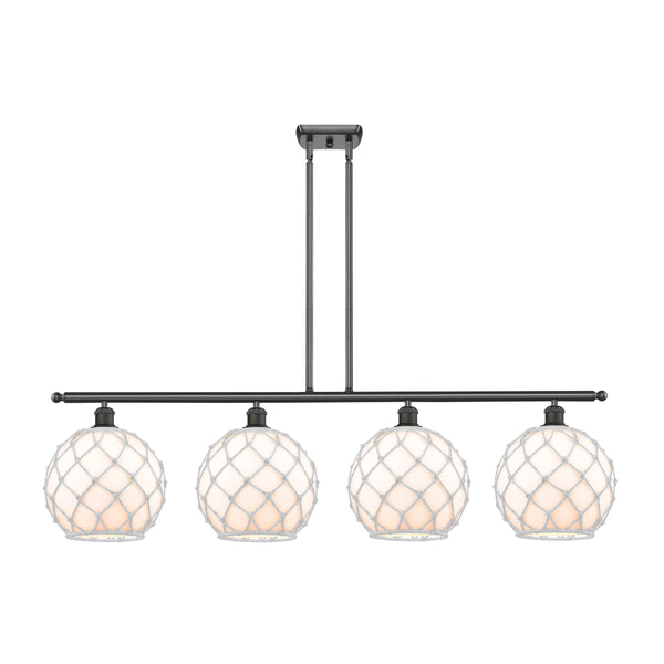 Farmhouse Rope Island Light shown in the Oil Rubbed Bronze finish with a White Glass with White Rope shade