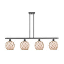 Farmhouse Rope Island Light shown in the Oil Rubbed Bronze finish with a White Glass with Brown Rope shade