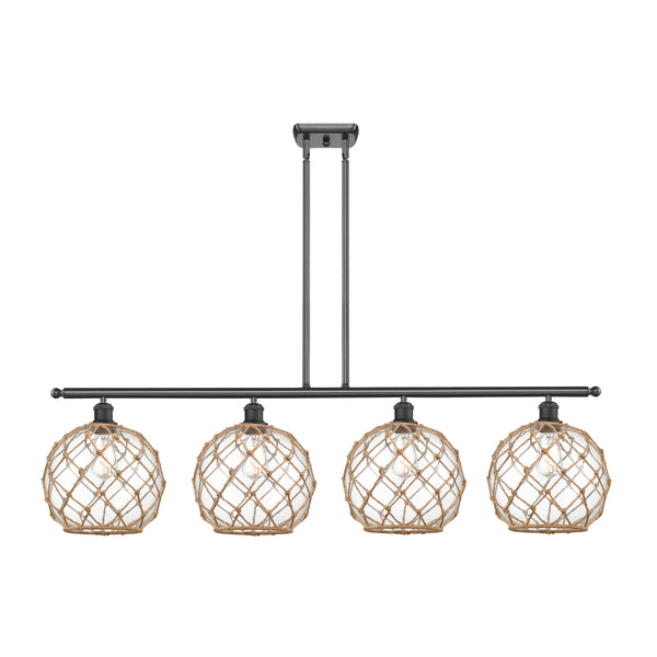 Farmhouse Rope Island Light shown in the Oil Rubbed Bronze finish with a Clear Glass with Brown Rope shade