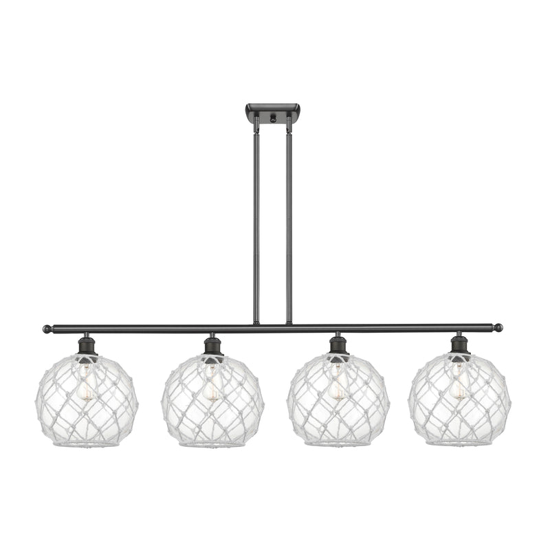 Farmhouse Rope Island Light shown in the Oil Rubbed Bronze finish with a Clear Glass with White Rope shade