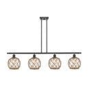 Farmhouse Rope Island Light shown in the Oil Rubbed Bronze finish with a Clear Glass with Brown Rope shade