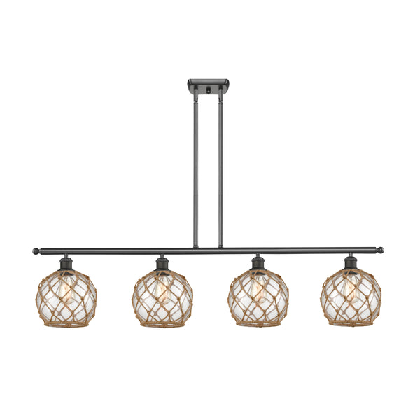 Farmhouse Rope Island Light shown in the Oil Rubbed Bronze finish with a Clear Glass with Brown Rope shade