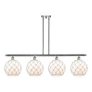 Farmhouse Rope Island Light shown in the Polished Chrome finish with a White Glass with White Rope shade