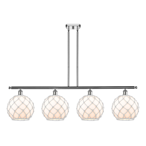 Farmhouse Rope Island Light shown in the Polished Chrome finish with a White Glass with White Rope shade