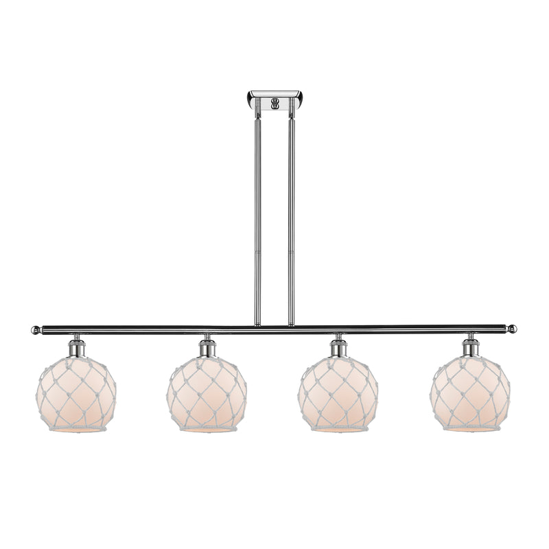 Farmhouse Rope Island Light shown in the Polished Chrome finish with a White Glass with White Rope shade