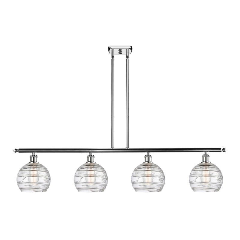 Deco Swirl Island Light shown in the Polished Chrome finish with a Clear shade