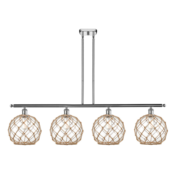 Farmhouse Rope Island Light shown in the Polished Chrome finish with a Clear Glass with Brown Rope shade