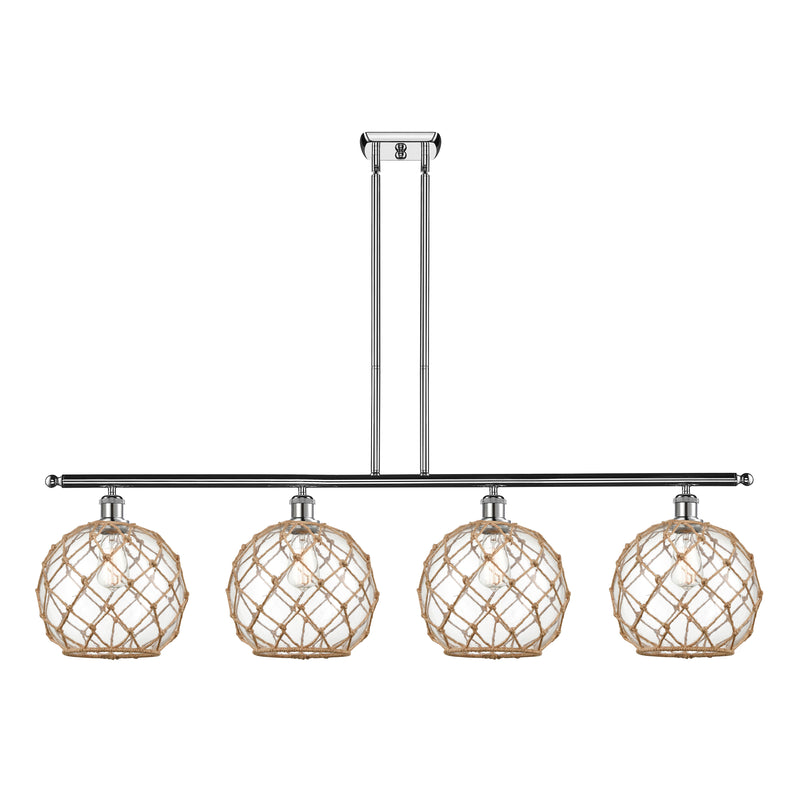 Farmhouse Rope Island Light shown in the Polished Chrome finish with a Clear Glass with Brown Rope shade