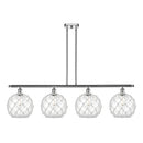 Farmhouse Rope Island Light shown in the Polished Chrome finish with a Clear Glass with White Rope shade