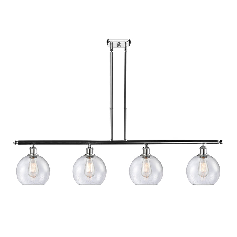 Athens Island Light shown in the Polished Chrome finish with a Seedy shade