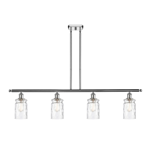 Candor Island Light shown in the Polished Chrome finish with a Clear Waterglass shade