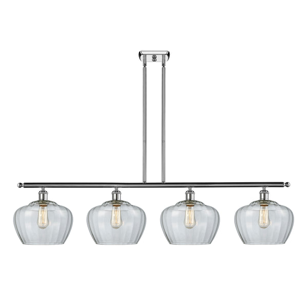 Fenton Island Light shown in the Polished Chrome finish with a Clear shade