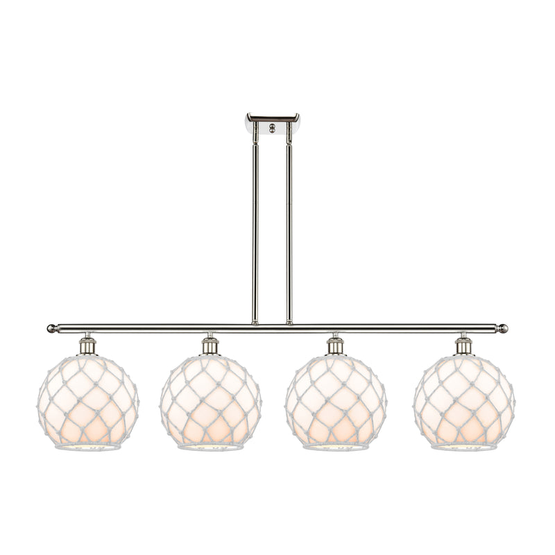 Farmhouse Rope Island Light shown in the Polished Nickel finish with a White Glass with White Rope shade