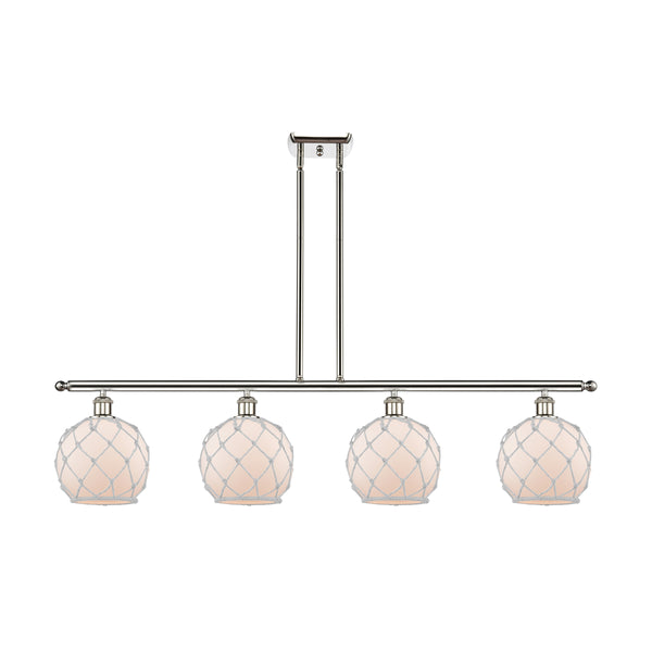 Farmhouse Rope Island Light shown in the Polished Nickel finish with a White Glass with White Rope shade