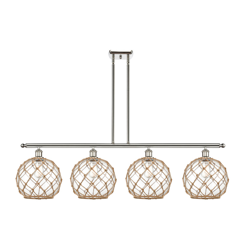 Farmhouse Rope Island Light shown in the Polished Nickel finish with a Clear Glass with Brown Rope shade