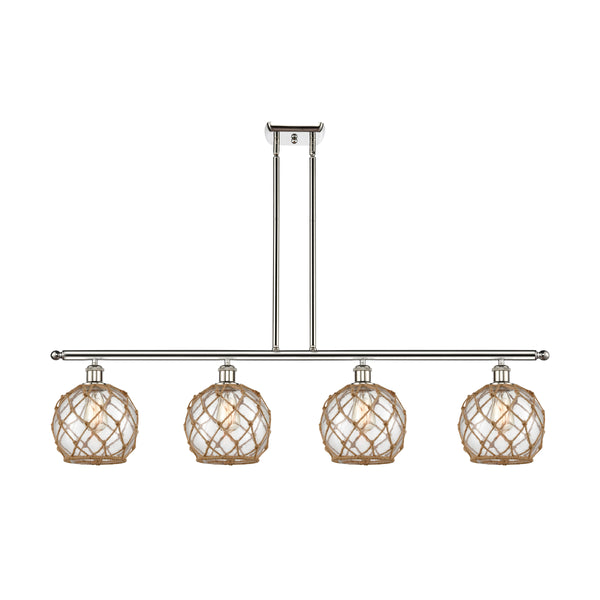 Farmhouse Rope Island Light shown in the Polished Nickel finish with a Clear Glass with Brown Rope shade