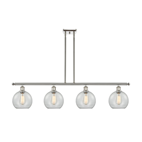 Athens Island Light shown in the Polished Nickel finish with a Clear shade