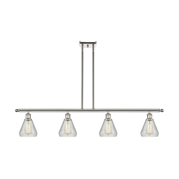 Conesus Island Light shown in the Polished Nickel finish with a Clear Crackle shade