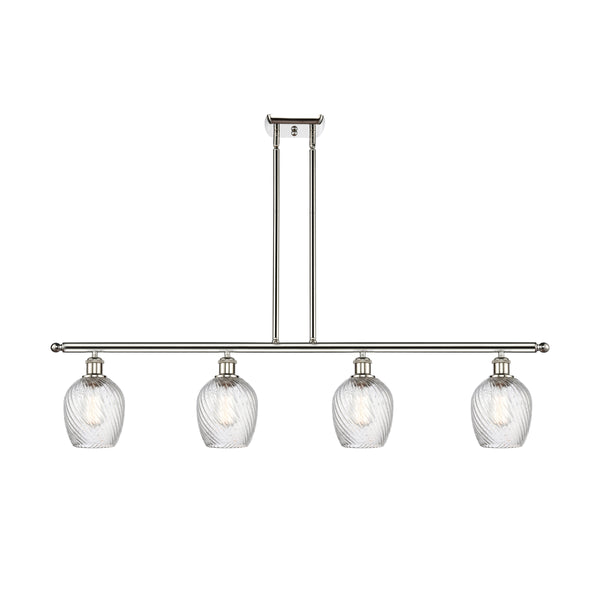 Salina Island Light shown in the Polished Nickel finish with a Clear Spiral Fluted shade