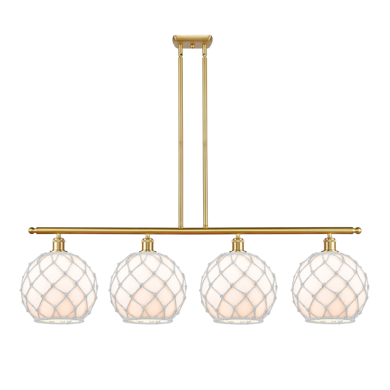 Farmhouse Rope Island Light shown in the Satin Gold finish with a White Glass with White Rope shade