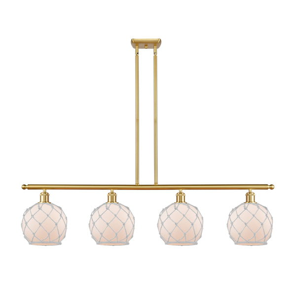 Farmhouse Rope Island Light shown in the Satin Gold finish with a White Glass with White Rope shade