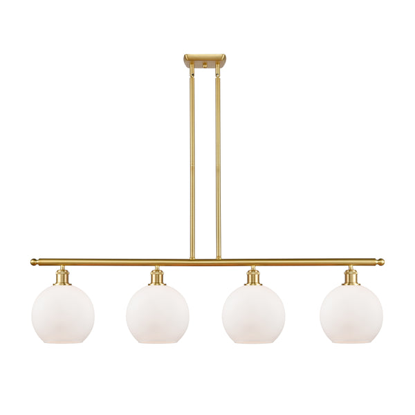 Athens Island Light shown in the Satin Gold finish with a Matte White shade