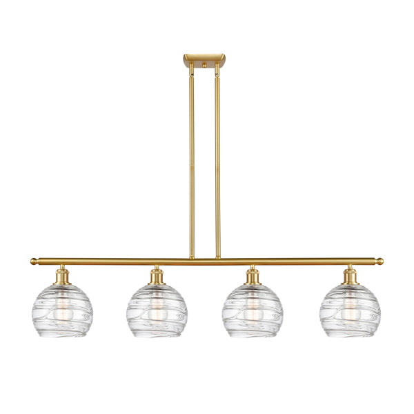 Deco Swirl Island Light shown in the Satin Gold finish with a Clear shade