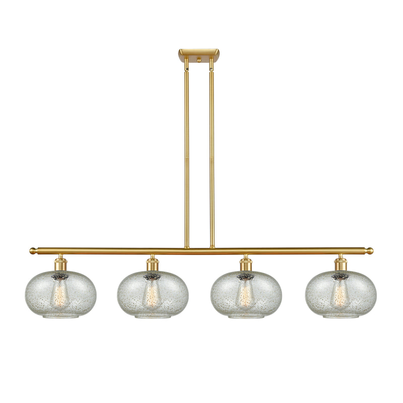 Gorham Island Light shown in the Satin Gold finish with a Mica shade