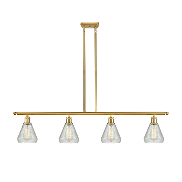 Conesus Island Light shown in the Satin Gold finish with a Clear Crackle shade